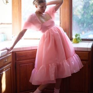 Selkie Pink Highlighter French Puff Dress